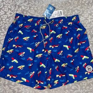 SurfCuz Boys Swim Shorts Blue Water Gun Print Mesh Lined Trunks (A2)